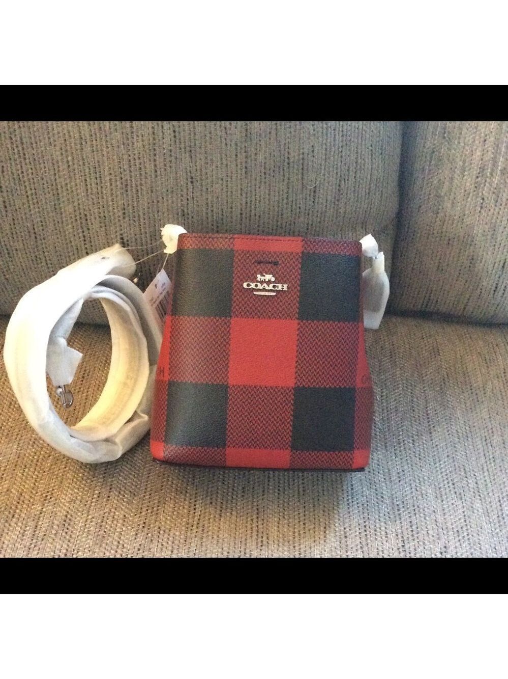 Authentic Coach Bucket Bag & Wristlet Plaid Print - Picture 4 of 10